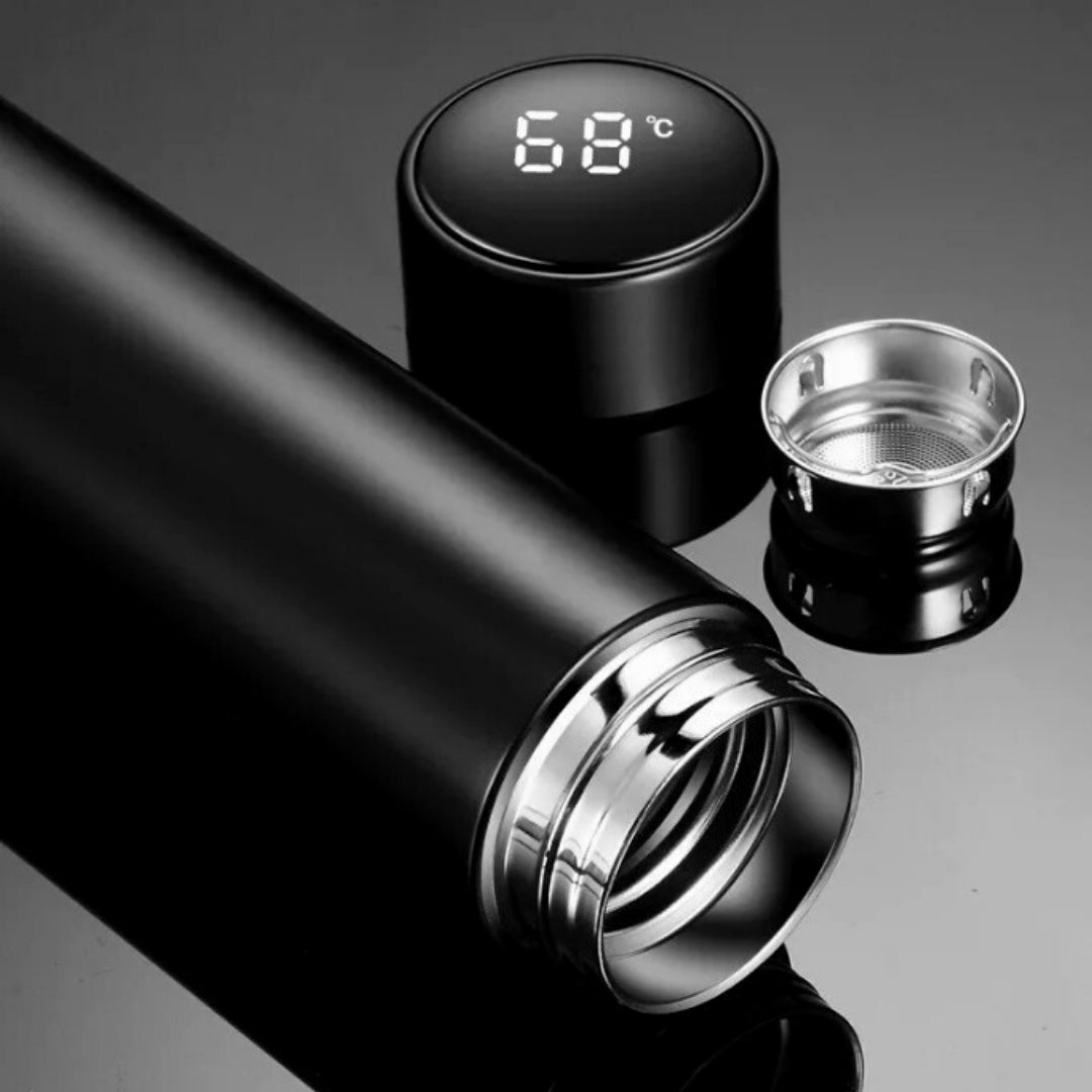 DESPRU Hydration Pro — smart LED thermos 500ml, matte black stainless steel