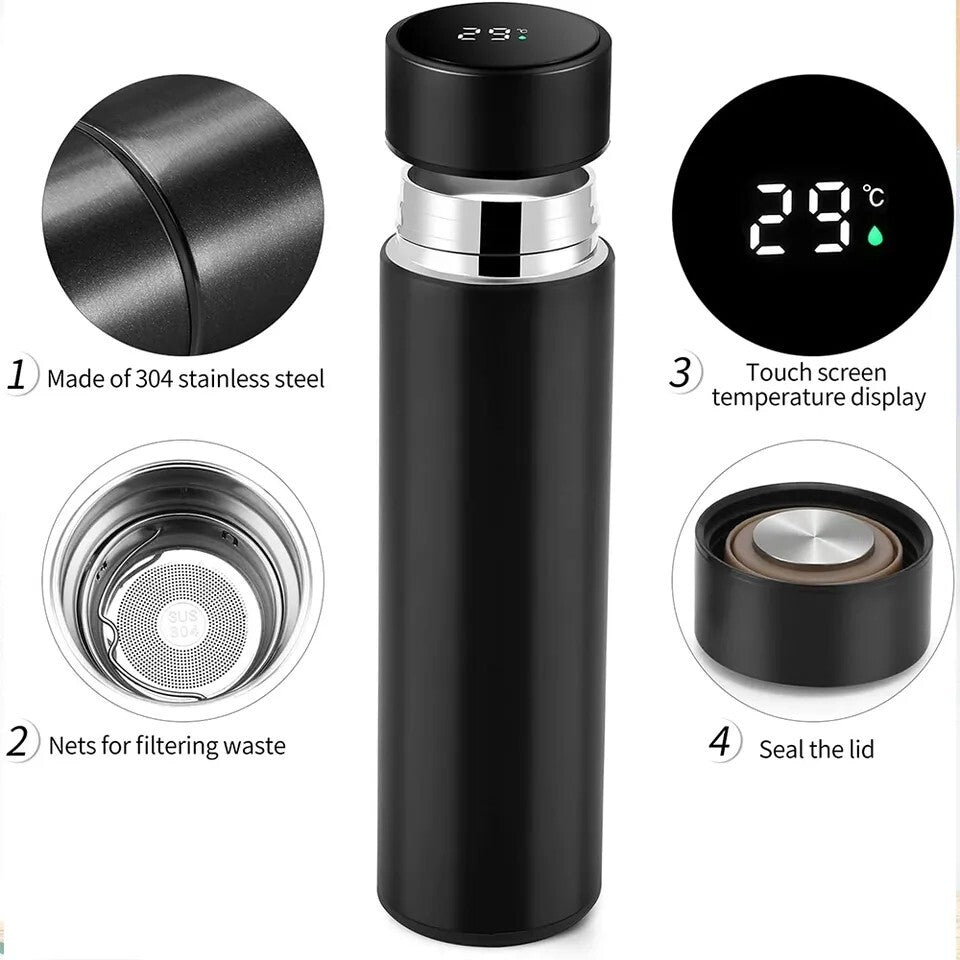 DESPRU Hydration Pro — matte black thermos product shot, desk lifestyle