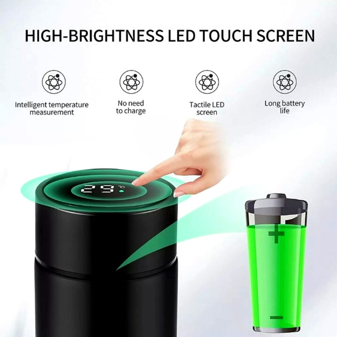 DESPRU Hydration Pro — temperature display showing degrees, smart thermos lid face