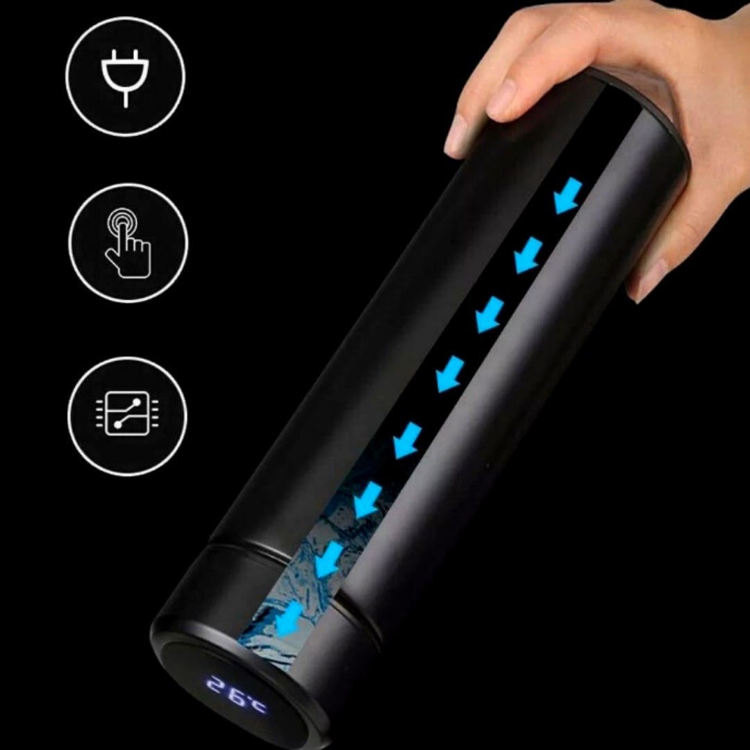 DESPRU Hydration Pro — bottle and lid composition, 500ml LED smart thermos